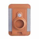 For AirTag Tracker Magnetic Leather Card Holder Wallet ID Case(Brown) - 1