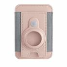 For AirTag Tracker Magnetic Leather Card Holder Wallet ID Case(Pink) - 1