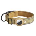 For AirTag Tracker Dog Collar Neoprene Lining Reflective Pet Collar, Size: S(Dark Khaki) - 1