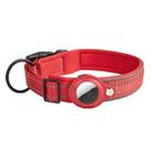 For AirTag Tracker Dog Collar Neoprene Lining Reflective Pet Collar, Size: M(Red) - 1