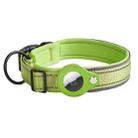 For AirTag Tracker Dog Collar Neoprene Lining Reflective Pet Collar, Size: M(Green) - 1