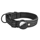 For AirTag Tracker Dog Collar Neoprene Lining Reflective Pet Collar, Size: M(Black) - 1