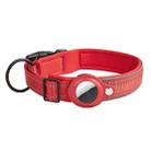 For AirTag Tracker Dog Collar Neoprene Lining Reflective Pet Collar, Size: L(Red) - 1