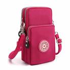 Crossbody Mobile Phone Bag Vertical Coin Purse with Armband for Women(Rose Red) - 1