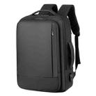 Expandable Business Waterproof Laptop Backpack With USB Port(Black) - 1