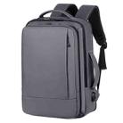 Expandable Business Waterproof Laptop Backpack With USB Port(Grey) - 1