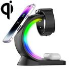 T17 3-in-1 RGB Atmosphere Light MagSafe Phone Watch Earphone Wireless Charger, Color: Black no Plug - 1