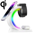 T17 3-in-1 RGB Atmosphere Light MagSafe Phone Watch Earphone Wireless Charger, Color: White with US Plug - 1