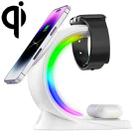 T17 3-in-1 RGB Atmosphere Light MagSafe Phone Watch Earphone Wireless Charger, Color: White with EU Plug - 1