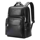 Bopai 61-98611 Large-capacity Waterproof First-layer Cowhide Laptop Backpack With USB+Type-C Port(Black) - 1