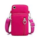 Crossbody Mobile Phone Bag Vertical Wallet Wrist Pouch With Arm Band for Women, Style: Rose Red - 1