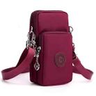 Crossbody Mobile Phone Bag Vertical Wallet Arm Bag With Headphone Hole(Wine Red) - 1