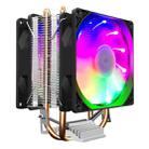 COOLMOON Frost Double Copper Tube CPU Fan Desktop PC Illuminated Silent AMD Air-Cooled Cooler, Style: P22 Streamline Edition Double Fan - 1