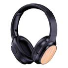 Bamboo Wood Bluetooth Headphones With Built-In Sound Card, TF Card / FM / AUX Support(Black) - 1
