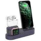 AhaStyle PT28-3 For iPhone / Apple Watch / AirPods 3 In 1 Silicone Desktop Charging Storage Base Bracket(Midnight Blue) - 1