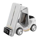 T20 5-in-1 Car-shaped Desktop Alarm Clock Wireless Charger with Atmosphere Light(White) - 1