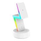 For Apple Series 3 In 1 RGB Light Magsafe Magnetic Mobile Phone Holder Wireless Charger(White) - 1