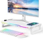 RGB Computer Monitor Stand Riser 3 USB 2.0 +1 Type-C Ports, Spec: Wireless Charging White - 1