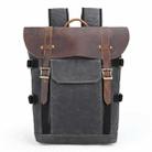 Vintage Camera Bag Waterproof  Canvas Backpack with Laptop Compartment Tripod Holder(Dark Gray) - 1