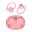 Stereo Hanging Ear Bluetooth Earphones With Digital Display Charging Compartment(Pink) - 1