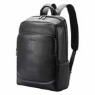 Bopai 61-121671A Top-Layer Cowhide Large-Capacity Casual Business Laptop Backpack(Black) - 1