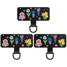 3pcs Stainless Steel Mobile Phone Lanyard Gasket Universal Hand Strap Fixed Connector(Cartoon Garden) - 1