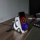 T20S 3-In-1 15W Small Forklift-Shaped Desktop Wireless Charger With LED Atmosphere Light(White) - 1