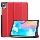 For Blackview Tab 60 8.68-Inch 2023 Custer Pure Color 3-Fold Holder Smart Leather Tablet Case(Red) - 1