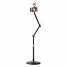 1.7m Mobile Phone Floor Stand Overhead Shooting Holder Retractable Lazy Support, Spec: With Fill Light - 1