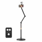 1.7m Mobile Phone Floor Stand Overhead Shooting Holder Retractable Lazy Support, Spec: With Control+Light - 1