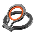 Magnetic Mobile Phone Holder Zinc Alloy Phone Finger Ring Bracket With Silicone Ring Guard(Black+Orange) - 1