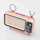 Retro Small TV Desktop Cell Phone Holder With Bluetooth Speaker Player(Orange Black) - 1