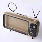 Retro Small TV Desktop Cell Phone Holder With Bluetooth Speaker Player(Brown) - 1