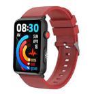 Smart Watch Ring ECG Temperature Heart Rate Blood Pressure Health Bluetooth Talking Watch, Color: Red Silicone - 1