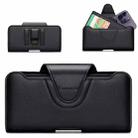 NUOKU 5.5-6.7 Inch Dual Phone Belt Clip Carrying Pouch Litchi Texture Leather Phone Case(Black) - 1