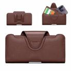 NUOKU 5.5-6.7 Inch Dual Phone Belt Clip Carrying Pouch Litchi Texture Leather Phone Case(Dark Brown) - 1