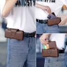 NUOKU 5.5-6.7 Inch Dual Phone Belt Clip Carrying Pouch Litchi Texture Leather Phone Case(Dark Brown) - 2