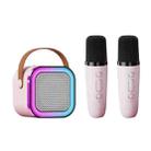 Outdoor Home Portable Wireless Karaoke Sound Cell Phone Integrated Microphone Smart Speaker, Style: With Dual Mic Pink - 1