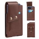 NUOKU  5.5-6.5 Inch Belt Phone Case Bag Leather Vertical Carrying Phone Pouches(Dark Brown) - 1