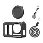 For DJI Osmo Action 5 Pro aMagisn Silicone Protective Case with Lanyard and Lens Cap(Black) - 1