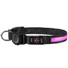 For AirTag Dog Collar LED Waterproof Quick Release Collar, Size: S(Pink) - 1