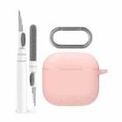 For Airpods 4 AhaStyle WG163 Earphone Drop-Proof Dust-Proof Silicone Protective Case With Cleanning Pen(Pink) - 1