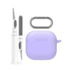 For Airpods 4 AhaStyle WG163 Earphone Drop-Proof Dust-Proof Silicone Protective Case With Cleanning Pen(Purple) - 1