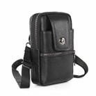 KUNQITIAN Mobile Phone Waist Bag Belt Leather Case With Shoulder Strap, Size: S(Black) - 1