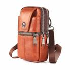 KUNQITIAN Mobile Phone Waist Bag Belt Leather Case With Shoulder Strap, Size: S(Brown Yellow) - 1