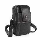 KUNQITIAN Mobile Phone Waist Bag Belt Leather Case With Shoulder Strap, Size: M(Black) - 1