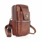 KUNQITIAN Mobile Phone Waist Bag Belt Leather Case With Shoulder Strap, Size: M(Red Brown) - 1