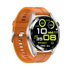 1.43 inch AMOLED Screen Smartwatch Heart Rate Blood Pressure Monitoring Bluetooth Talking Sports Watch, Color: Silver Orange Silicone Strap - 1