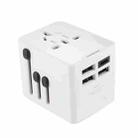 3 x USB & 1 x USB-C / Type-C Travel Plug Adapter International Universal Charging Block(White) - 1