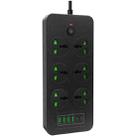 Thunderproof Overload Protection 4USB+2PD+6 Holes Socket, Color: Black EU Plug - 1